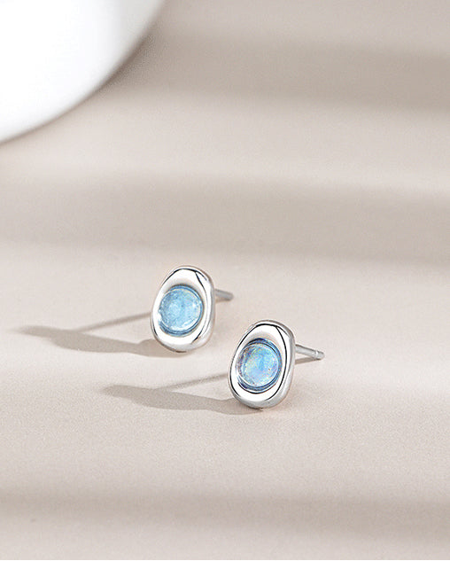 Ocean Breeze Aquamarine Stud Earrings