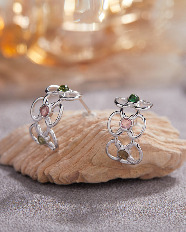 Blossom Dance Tourmaline Hoop Earrings