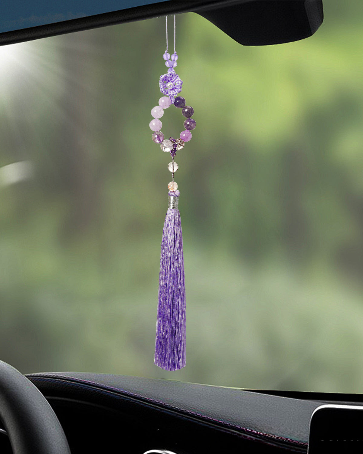 Lavender Bloom Amethyst Car Charm