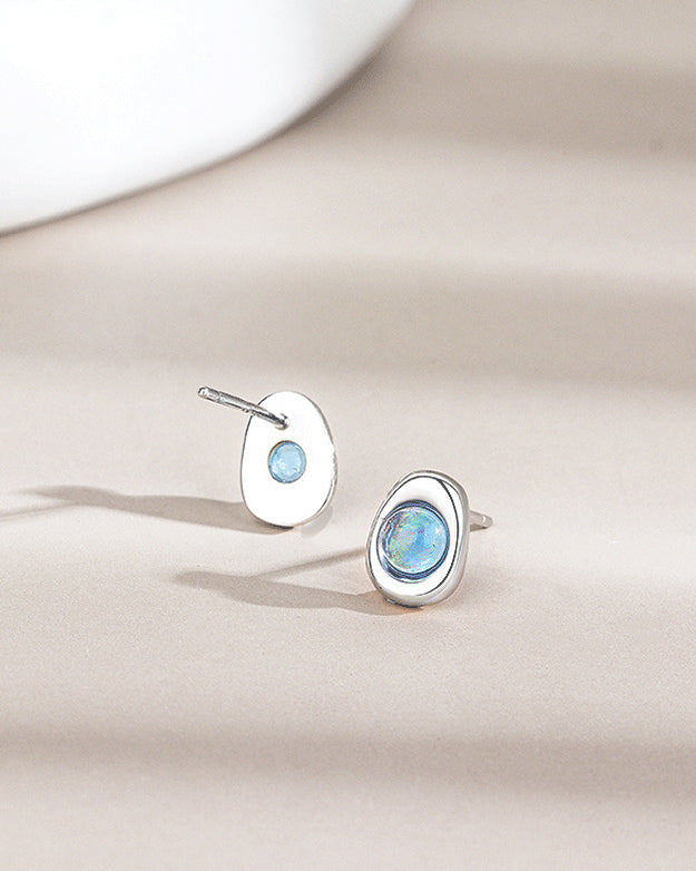 Ocean Breeze Aquamarine Stud Earrings