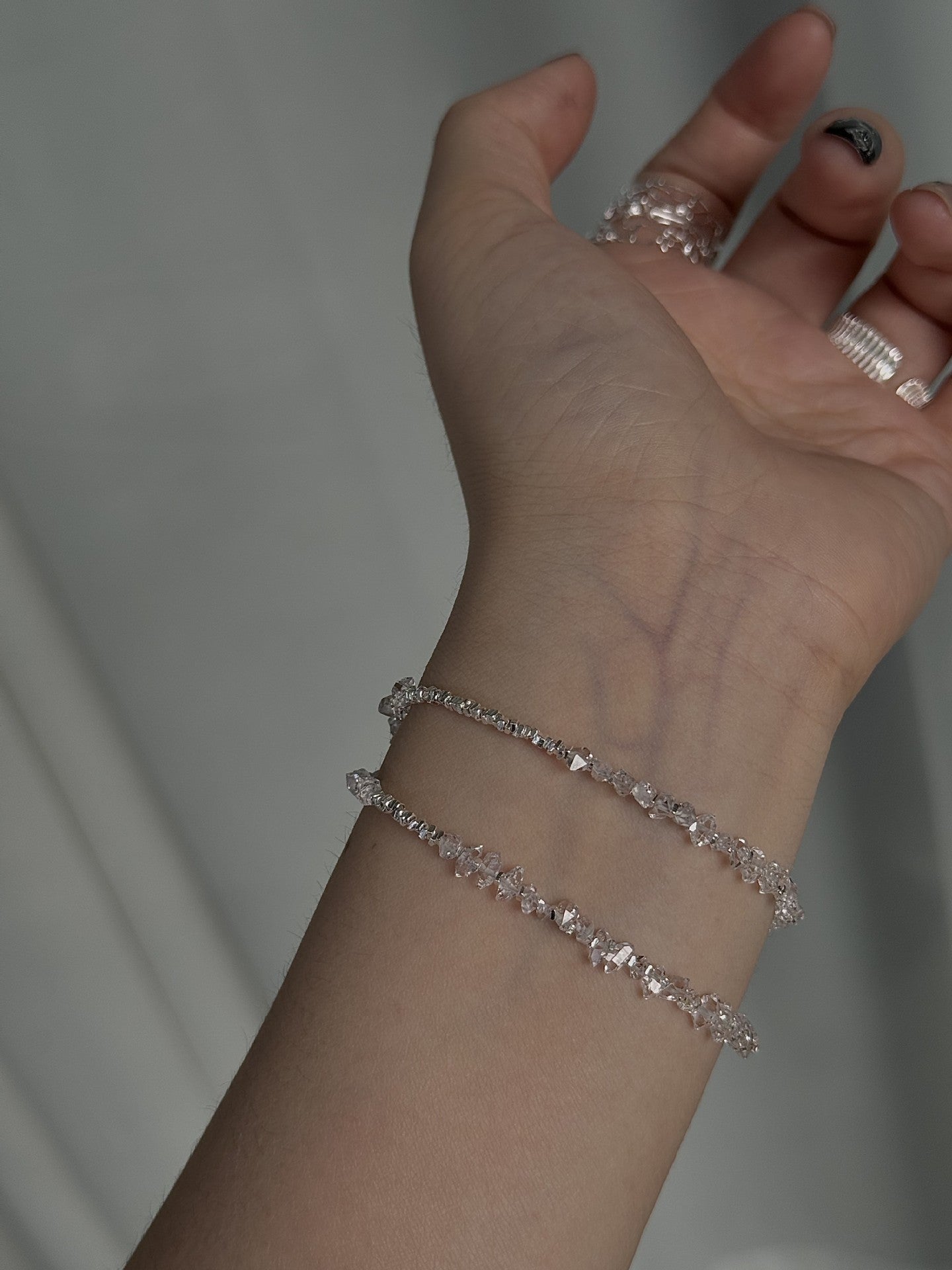 Ethereal Light Herkimer Diamond Skinny Bracelet