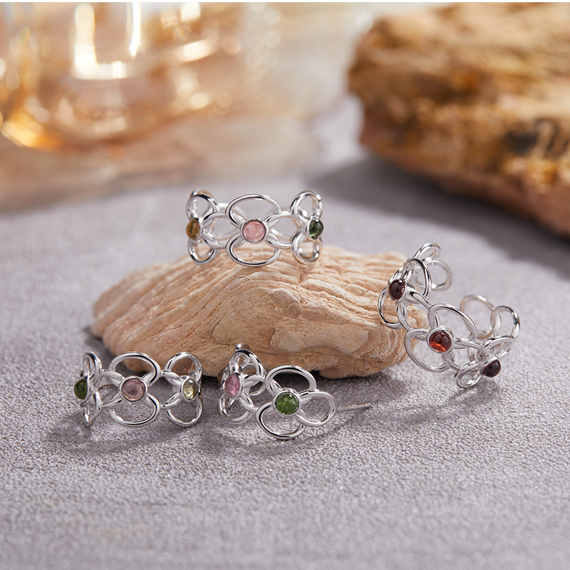 Blossom Dance Tourmaline Hoop Earrings